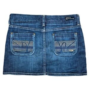 Citizens of Humanity Dark Denim Mini Skirt Blue‎ Size 26 Embroidered Pockets Y2K